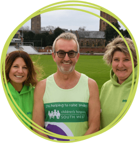 Former Somerset County Cricket Club chairman Andy Nash with Emma Perry and Tracy Harvey of Children’s Hospice South West at the Cooper Associates County Ground in Taunton